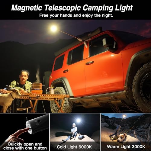 Outask Collapsible Camping Lantern with 720° Rotation & Magnetic Tripod - Military Green