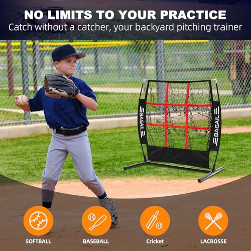 Baseball & Softball Pitching Net with 9 Pockets - Black+Red Training Target