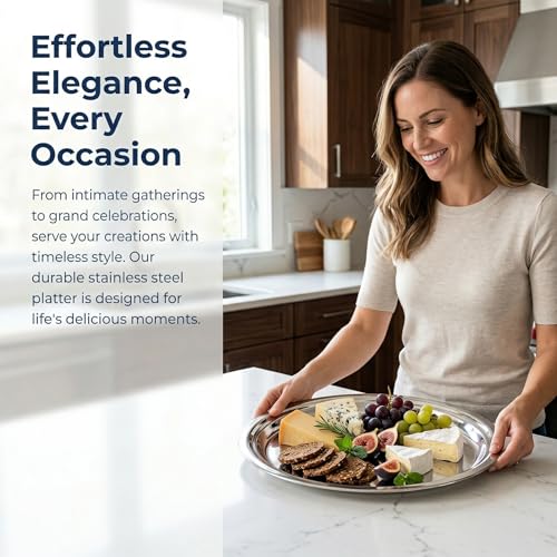 6 Pack 14-Inch Stainless Steel Oval Serving Platters - Elegant & Durable