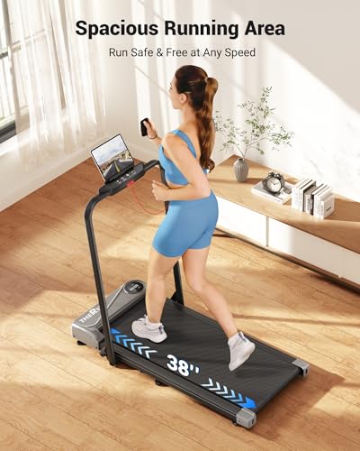 THERUN Silver 2-in-1 Under Desk Walking Treadmill with Handle & Remote