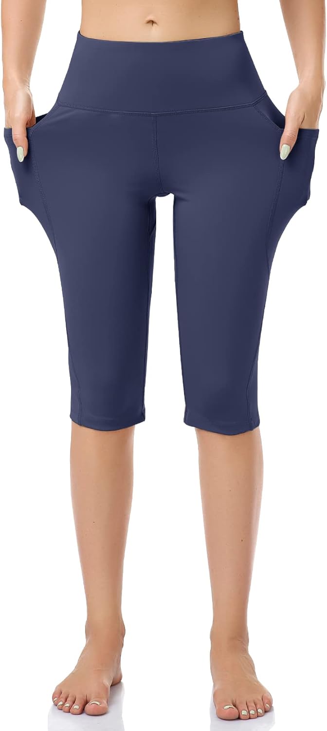 RIMLESS 7 Women's High Waist Leggings - Cotton Yoga Pants with Pockets for Athletic Workouts | Capris