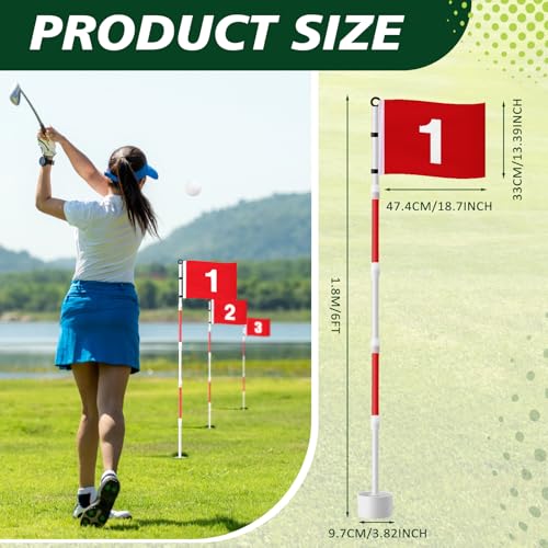 3-Pack Golf Flagstick Set with 6ft Poles, Numbered Flags & Cups for Practice