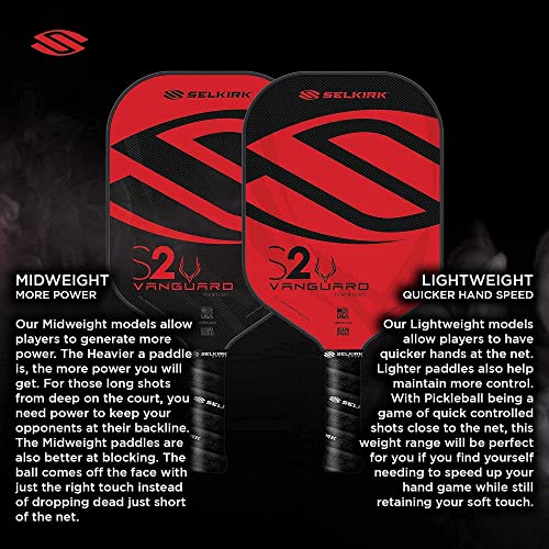 Invikta Lightweight Hybrid Pickleball Paddle - Crimson Black, Carbon Fiber X5 Core