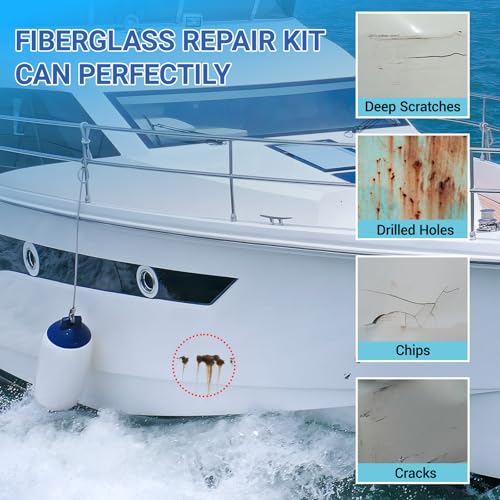 Marine Fiberglass Repair Kit Epoxy Resin for Holes & Cracks - Waterproof & UV-Resistant