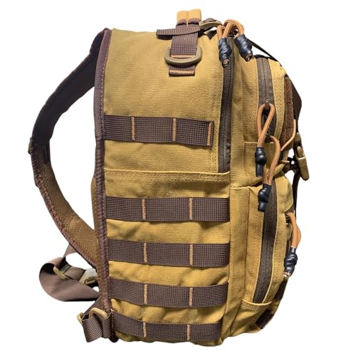 ROARING FIRE Waxed Canvas Sling Bag with Hidden CCW Compartment, MOLLE Outdoor Chest Pack