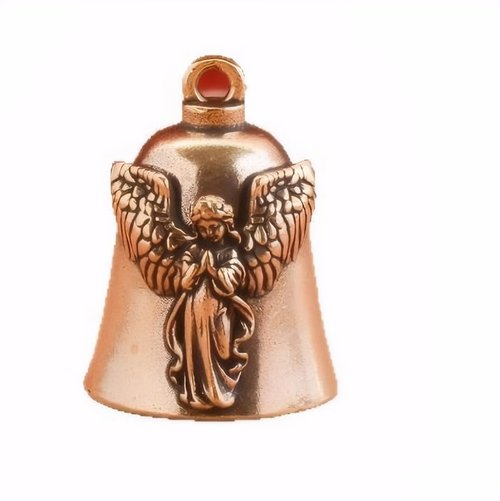 Solid Brass Guardian Angel Motorcycle Bell with Angel Praying Wings Design for Biker Ride Safe Good Luck & Protection – Gremlin Bell Keychain Gift for Riders Men Women