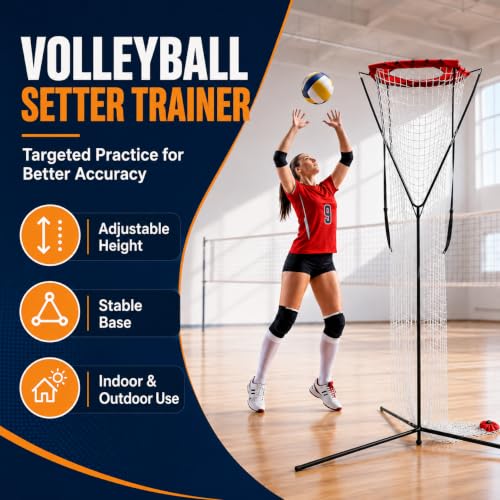 Adjustable Volleyball Setting Net with Tripod Support, 7.5-11.5 ft Training Equipment