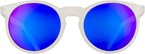 Goodr Polarized Round Sunglasses - Clear Translucent Frame with Purple Mirrored Lenses | UV400 Protection, Small Size