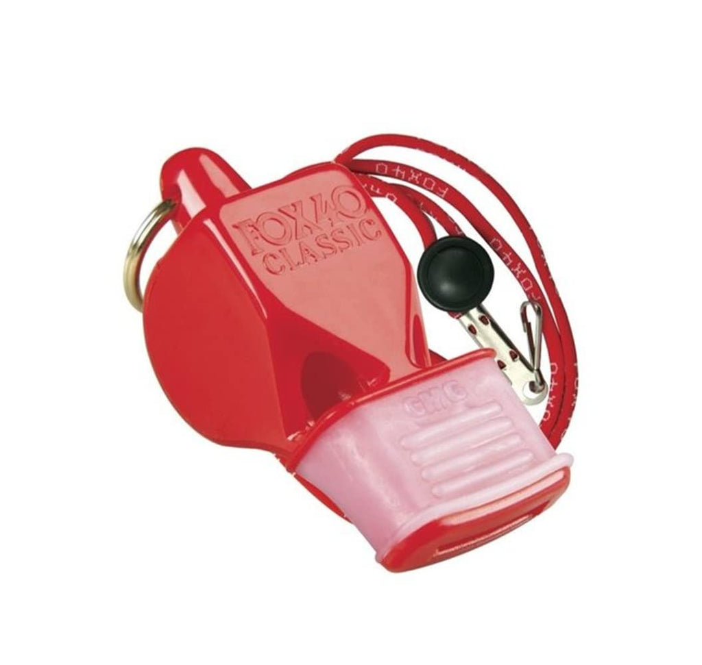 Fox 40 Classic CMG Whistle with Breakaway Lanyard - Red,115 db (Single with Lanyard)