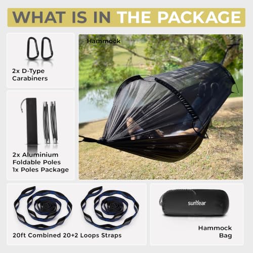 Green Camping Hammock with Spacious Net for Solo & Double Outdoor Indoor