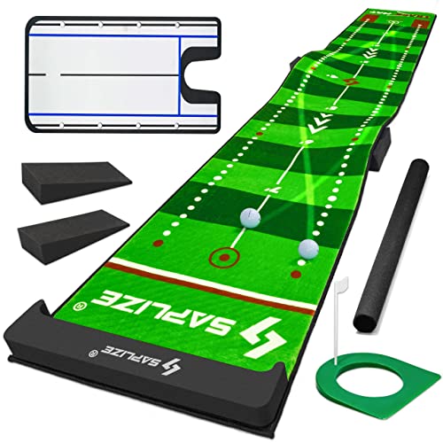 Golf Putting Mat 20" x 10' with Trajectory Tracing & Adjustable Slopes for Indoor & Outdoor Practice