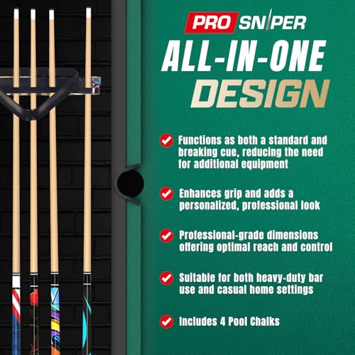 Multicolor 58-Inch Canadian Maple Pool Cue Set of 4 with Low-Deflection Shafts & Chalks - Prosniper Billiard Cues for Home & Bar