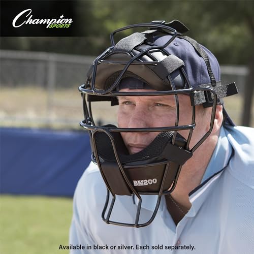 Champion Sports Ultra Lightweight Umpire Face Mask Adult DryTek Silver - Baseball & Softball Equipment