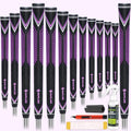 Purple Midsize Golf Grip Set with Full Regripping Kit - 13 Durable Rubber Grips