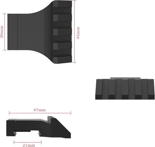 TPO 45 Degree Offset Mount Low Profile Picatinny Offset Mount for Flashlight Laser Sights Optics (4 SLOT-1PC-BLACK) MT4502-4