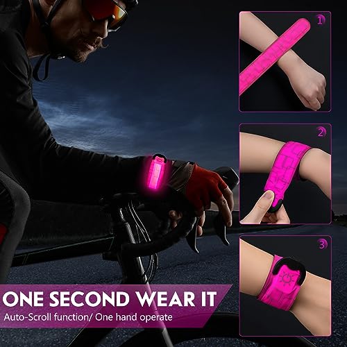 Pink LED Armband Rechargeable Running Light for Men Women Kids - High Visibility Reflective Gear