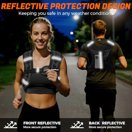 Weighted Vest for Men Women 10 lb Adjustable Fitness Training Vest with Phone Pouch - Black