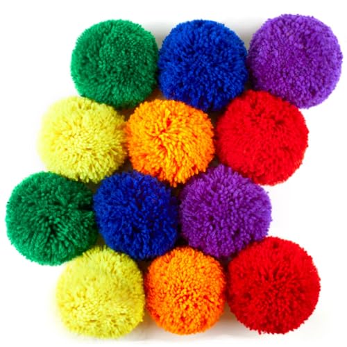 12-Pack Large Soft Fleece Playground Balls - Rainbow Dodgeball Set for Kids, Camps & Schools