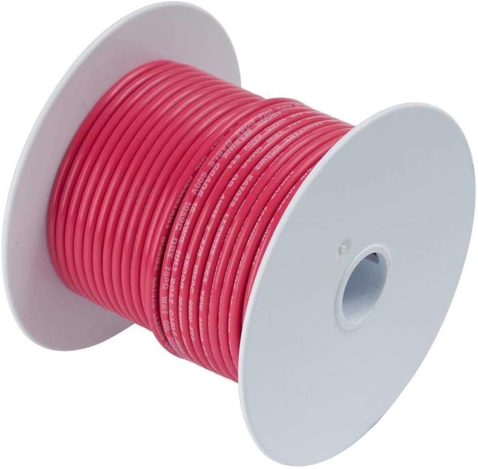 Ancor 108802 Marine Grade Tinned Copper Boat Wiring - 10-Gauge, Red, 25-Feet Length