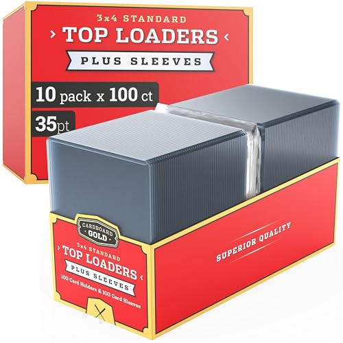 1000 Count Cardboard Gold 35pt Top Loaders for Cards with Penny Sleeves - Professional-Grade Card Protection