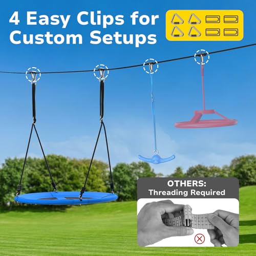 Hapfan Slackline Swing Set for Backyard Between Trees - Blue - Supports Kids & Adults