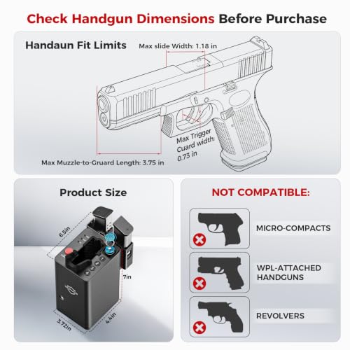 ONNAIS Biometric Pistol Safe with Fast Fingerprint Access for Home & Car Security