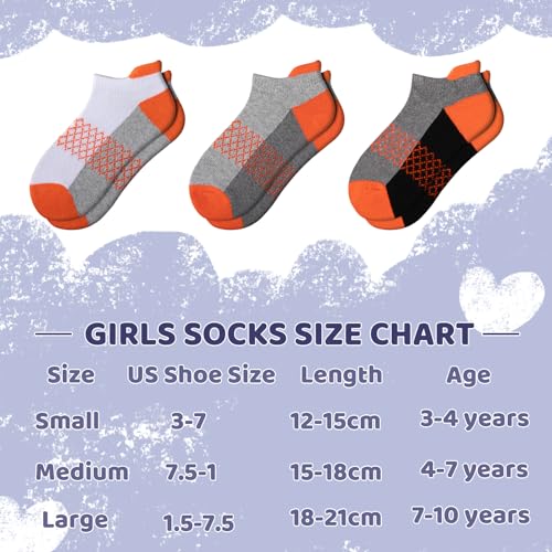 Girls Ankle Athletic Socks 12 Pairs - Cushioned Sole, Sizes 4-6, 8-10, 6-8 Years - White, Variation of 7-10 Years