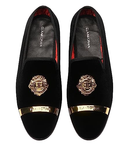 Men's Velvet Loafers Dress Shoes for Wedding Prom - Black 10