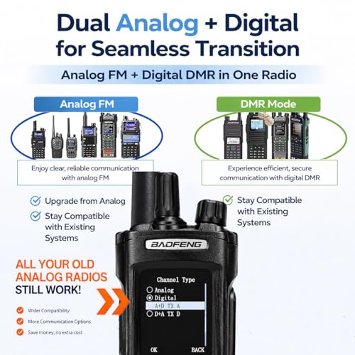 BAOFENG DM32UV DMR Long Range Walkie Talkie - Black, VHF/UHF, GPS & USB-C