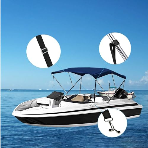 Adjustable Marine Bimini Top Straps - Stainless Steel Tie Down Webbing for Boat Cover