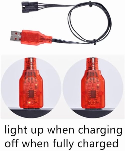 CBB 7.4V 600mAh Li-Ion Rechargeable Battery - SM-4P Plug & Charger Cable for Airsoft Guns | Water Ball Blasters