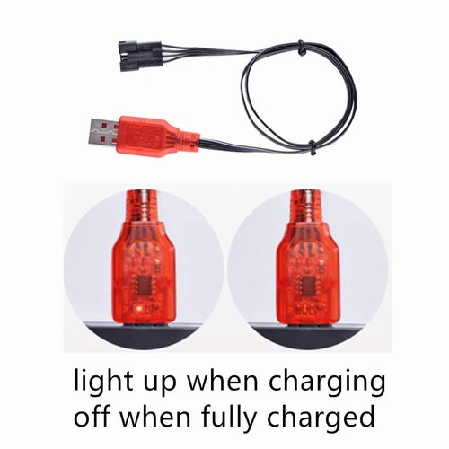 Cecicebb 7.4V Lipo Battery 500mAh for Electric Water Gun 2 Pack with USB Charger Cable