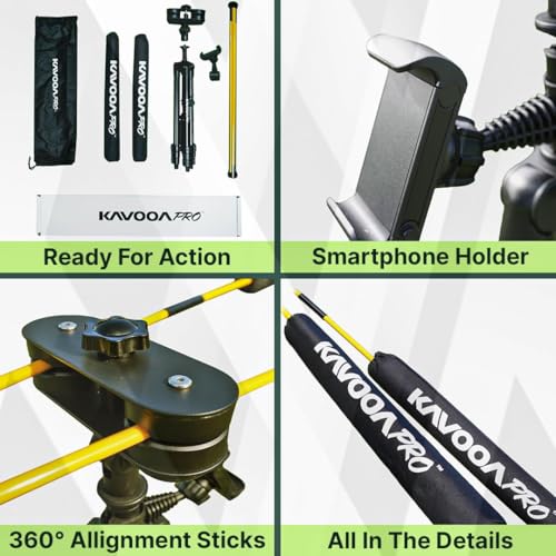 Golf Swing Trainer with Tripod & Phone Holder for Alignment Speed & Accuracy