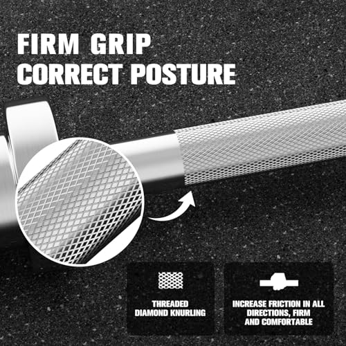 RitFit 4ft Olympic Barbell with Collars, Silver, 2 Inch Capacity, Strength Training