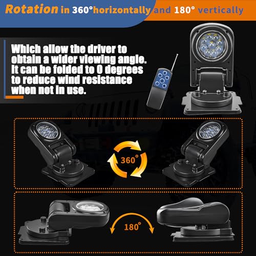 LuxBang 45W 4500LM LED Remote Search Light for Trucks & Marine 360° Rotating, 12-24V Permanent Mount