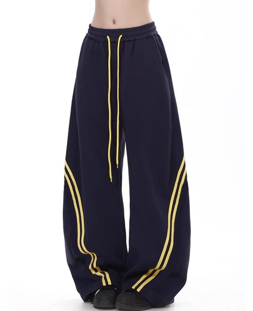 Chmnigma Wide Leg Sweatpants for Women Men Baggy Casual Joggers Barrel Sweat Pants Elastic Waist Drawstring Pants (Blue-M)
