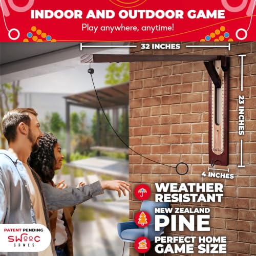 Swooc Hideaway Hook and Ring Wall Game – Weather-Resistant Indoor & Outdoor Ring Toss for Adults & Kids