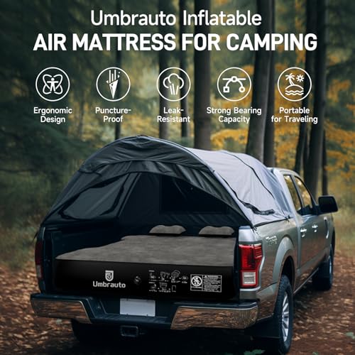 Umbrauto Inflatable Truck Bed Air Mattress for 6-6.5ft Pickup with Pump - Grey