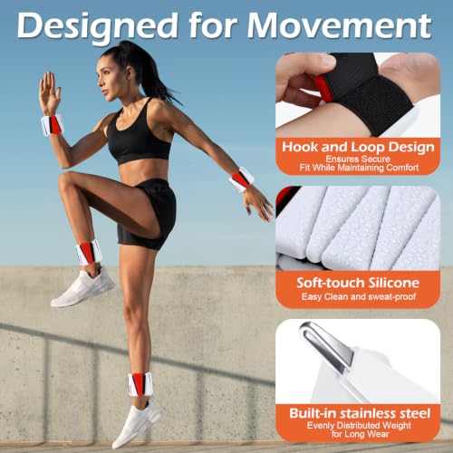 Adjustable Ankle & Wrist Weights for Women 2lb & 4lb Pair - White & Red