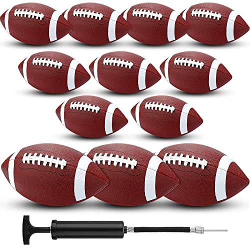 Jerify Size 9 Brown White Composite Leather Footballs 12 Pack with Pump