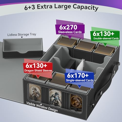 Cortile MTG Deck Box 9-in-1 Modular Card Organizer with Lock & Dice Tray
