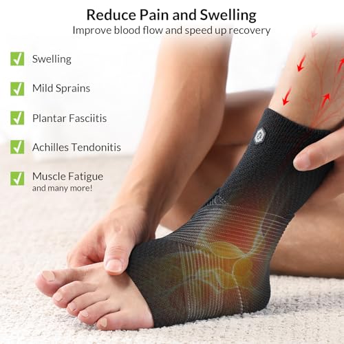 Ankle Support Brace with Removable Fishnet Strap - Black, M