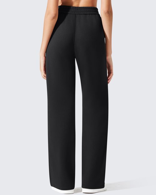 G4Free Warm Pants Women Fleece Lined Sweatpants Elastic Waist Pants with Pockets Cotton Yoga Trousers Winter Clothes(Black,M,30")