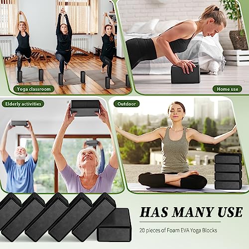 20 Pcs Lightweight Non-Slip Yoga Blocks for Supportive Stretching & Meditation