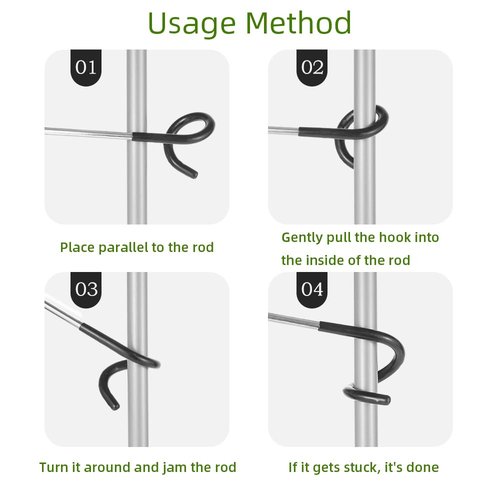 Kuyafenni Camping Lantern Hooks, Outdoor Lighting Hooks for Camping Tent lamp Hanger, Bird feeders, Garden Lights, Lanterns, trinkets ; Sturdy Pole Hook for Tent Light, 3 pcs (Large & Long)