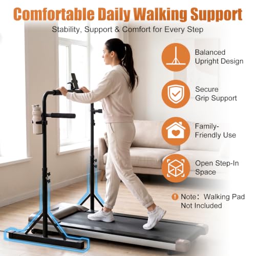 Walking Pad Handle Bar Black with Adjustable Height & Phone Holder