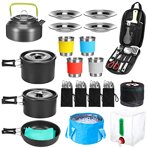 42-Piece Camping Cookware Set for 1-4 People with Pots Pans & Utensils