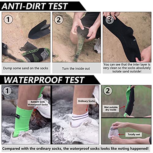 RANDY SUN Waterproof Ankle Socks - Unisex Cycling, Hunting, Fishing, Running 2 Pairs Sky & Black Ultra-Thin No Show Socks