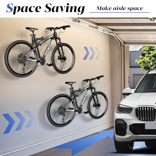 Goovilla Bike Wall Mount Hanger for Mountain, Road & Hybrid Bikes - Black, 1 Pack
