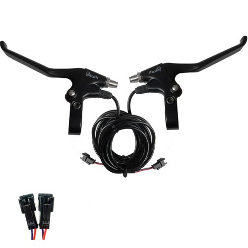 Frdhee Bicycle Brakes Lever, 2 Wires Left & Right E-Bike Bicycle Electric Brake Lever Replacement Parts Waterproof Electronic Brake Lever Set 1 Pair Ebike Brakes